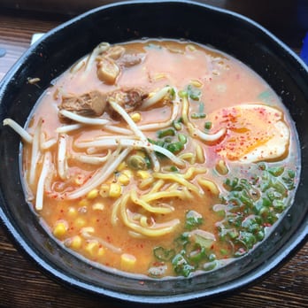 Arashi Ramen - Nice thick cut noodles with a good chew with the spicy miso tonkotsu ramen - Ramen Near Me - Seattle, Washington