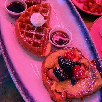 Breakfast Company - Breakfast Company Flight -Churro French Toast -Creme Brule French Toast -Buttermilk Cornmeal Waffle - Breakfast & Brunch Near Me - West Hollywood, California Breakfast Company - Breakfast Company Flight -Churro French Toast -Creme Brule French Toast -Buttermilk Cornmeal Waffle - Breakfast & Brunch Near Me - West Hollywood, California