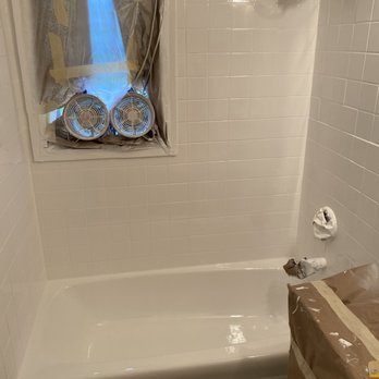 Hudson Valley Resurfacing - In the process of resurfacing to white! - Refinishing Services Near Me Hudson Valley Resurfacing - In the process of resurfacing to white! - Refinishing Services Near Me