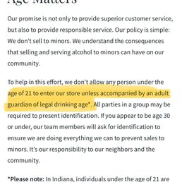 This is the policy from the store at Kendall, Florida. In Indiana the policy is different.