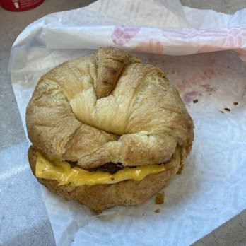 Dunkin' - Sausage, egg, and cheese croissant breakfast sandwich. - Coffee & Tea Near Me - San Jose, California