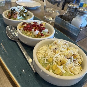 Ancho & Agave - Guac Trio (Hickory Bacon & Goat Cheese, Señor Hector, Piña) - Mexican Near Me - Lombard, Illinois