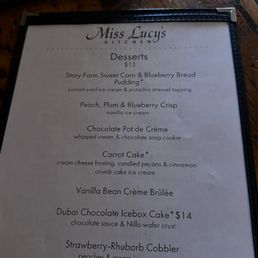Dessert Menu Dessert Menu