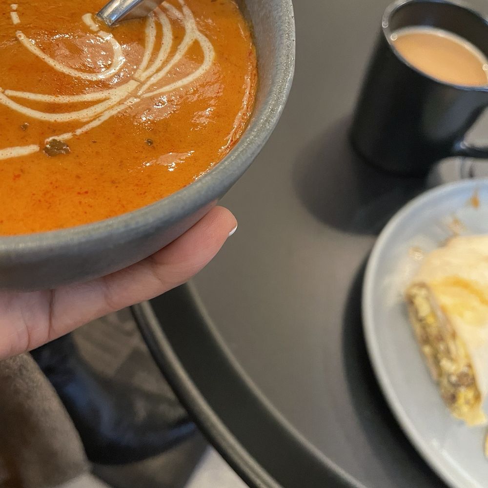 Origin Coffee Bar - Mendez burrito and a side of tomato basil soup - Coffee & Tea Near Me - Savannah, Georgia Origin Coffee Bar - Mendez burrito and a side of tomato basil soup - Coffee & Tea Near Me - Savannah, Georgia