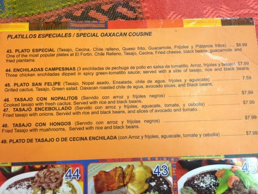 Menu photo 4 El Fortin Restaurant Fullerton, CA
