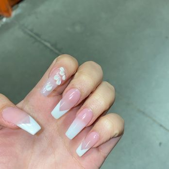 PT Nail Salon - Ombré with 3D flowers and Trendy French tip all for $65 - Nail Salons Near Me - Van Nuys, California PT Nail Salon - Ombré with 3D flowers and Trendy French tip all for $65 - Nail Salons Near Me - Van Nuys, California