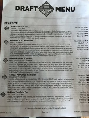 Menu photo 4 Bookhouse Brewing Cleveland, OH
