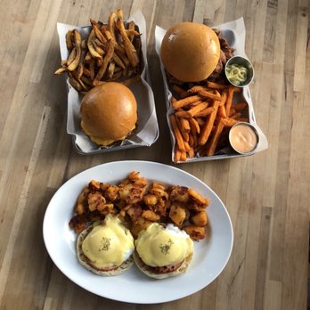 Parlay - Eggs benny! and fried chicken sandwich one that we got with spicy mayo + wasabi - New American Near Me - Sunset Park, New York Parlay - Eggs benny! and fried chicken sandwich one that we got with spicy mayo + wasabi - New American Near Me - Sunset Park, New York