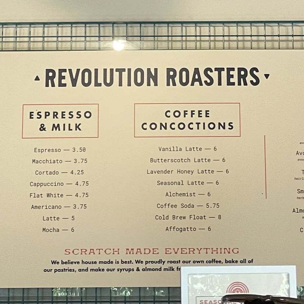 Revolution Roasters - main menu! go crazy lol - Coffee Roasteries Near Me - Carlsbad, California