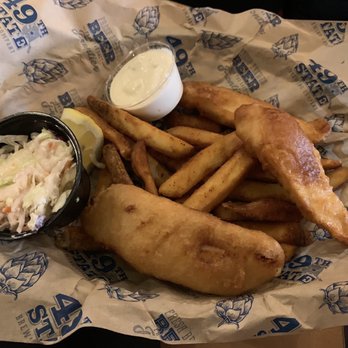 49th State Brewing - Denali - Halibut and Chips with slaw and tartar sauce - Breweries Near Me - Healy, Alaska 49th State Brewing - Denali - Halibut and Chips with slaw and tartar sauce - Breweries Near Me - Healy, Alaska