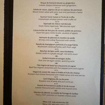 Restaurant Bonaparte - Menu - French Near Me - Montreal, Quebec