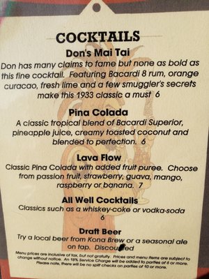 Menu photo 4 Don The Beachcomber Kailua-Kona, HI Menu photo 4 Don The Beachcomber Kailua-Kona, HI