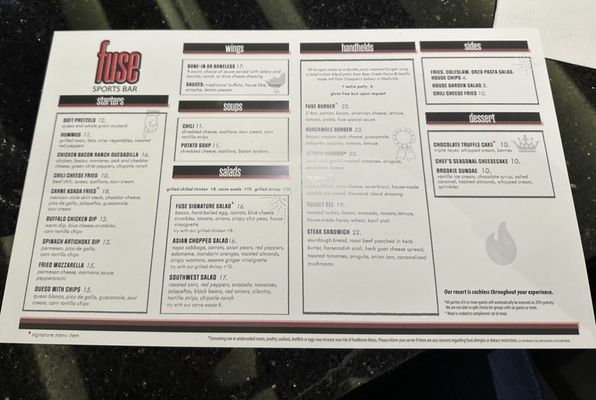 Menu photo 4 Fuse Sports Bar Nashville, TN
