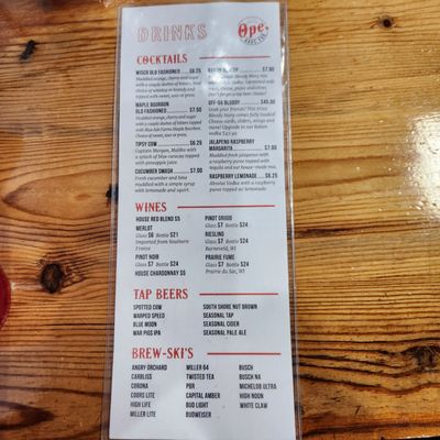 Menu photo 2 Ope Haus Pub Barneveld, WI