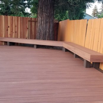 Wave Decks - View of bench built into deck. - Decks & Railing Near Me - Citrus Heights, California