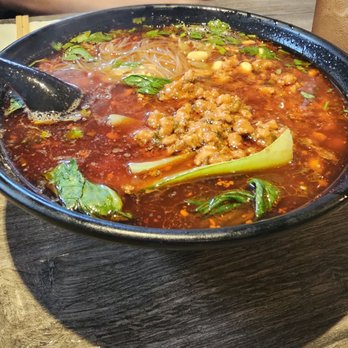 Lan City Handpulled Noodle - Chong Qing noodle soup with skinny rice noodles (would recommend a thicker noodle) - Noodles Near Me - Ypsilanti, Michigan