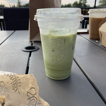 Stories Coffee Company - Iced Vanilla Matcha Latte with Oatmilk - Coffee & Tea Near Me - Gretna, Nebraska
