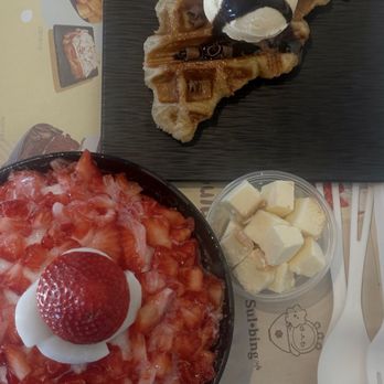 Sulbing - Strawberry Sulbing (w/ side of cheesecake), Chocolate Croffle - Desserts Near Me - Santa Clara, California Sulbing - Strawberry Sulbing (w/ side of cheesecake), Chocolate Croffle - Desserts Near Me - Santa Clara, California