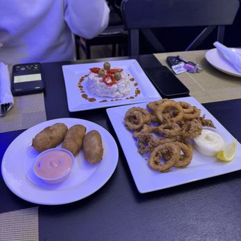 Mr Sabor - Ham croquettes, calamari, and Russian salad - Spanish Near Me - Houston, Texas