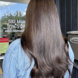 Salon 592 - Rich mushroom brown glaze over a previous warm balayage