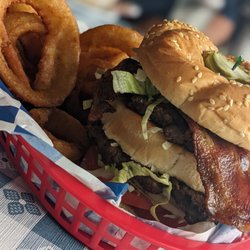Fat Smitty's - Fat Smitty Burger is definitely fat!! Onion rings were tasty!