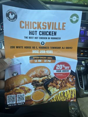 Menu photo 1 Chicksville Hot Chicken Voorhees, NJ