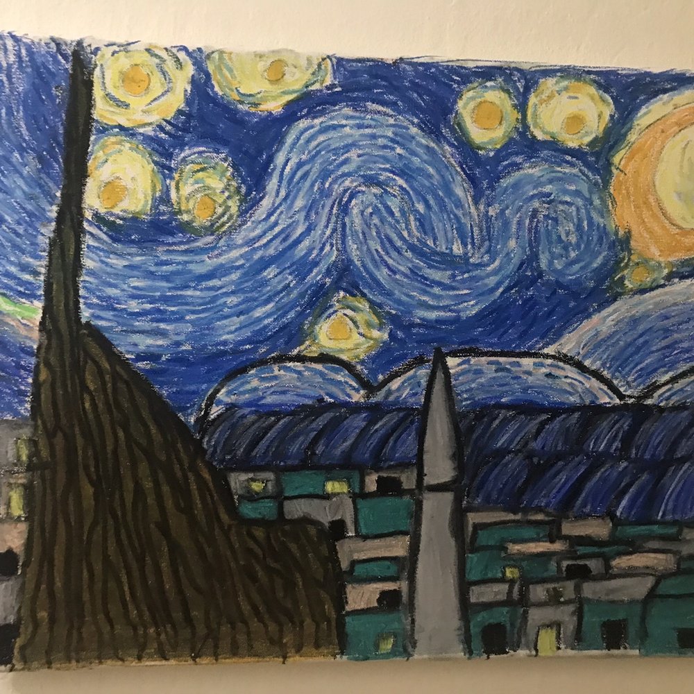 Happy Picasso - Starry Night - Oil painting - Art Classes Near Me - Millbrae, California Happy Picasso - Starry Night - Oil painting - Art Classes Near Me - Millbrae, California