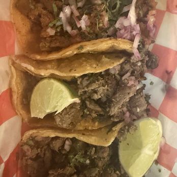 Mexico City Kitchen - Two carne asada tacos and one pastor taco - Mexican Near Me - Speedway, Indiana Mexico City Kitchen - Two carne asada tacos and one pastor taco - Mexican Near Me - Speedway, Indiana