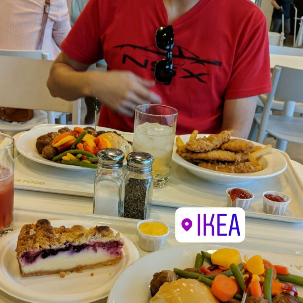 IKEA - Classic meatballs with blueberry cheesecake. My friend also got the chicken finger plate - Furniture Stores Near Me - Atlanta, Georgia IKEA - Classic meatballs with blueberry cheesecake. My friend also got the chicken finger plate - Furniture Stores Near Me - Atlanta, Georgia