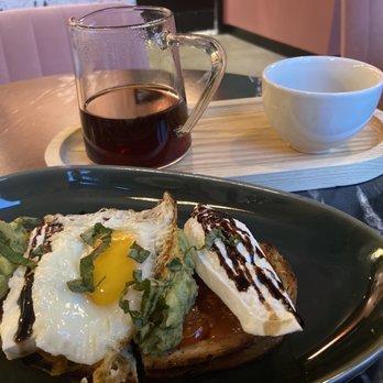 Stemma Craft Coffee - Burrata toast with added fried egg and Don Ruiz pour over - Coffee Roasteries Near Me - Orlando, Florida Stemma Craft Coffee - Burrata toast with added fried egg and Don Ruiz pour over - Coffee Roasteries Near Me - Orlando, Florida