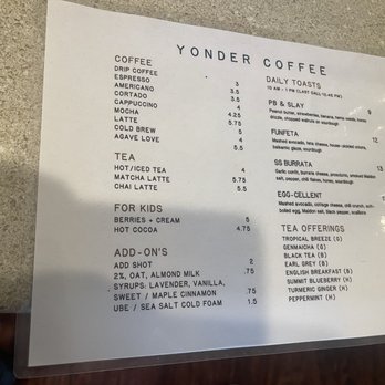 Yonder Coffee - Menu - Coffee & Tea Near Me - Northridge, California Yonder Coffee - Menu - Coffee & Tea Near Me - Northridge, California