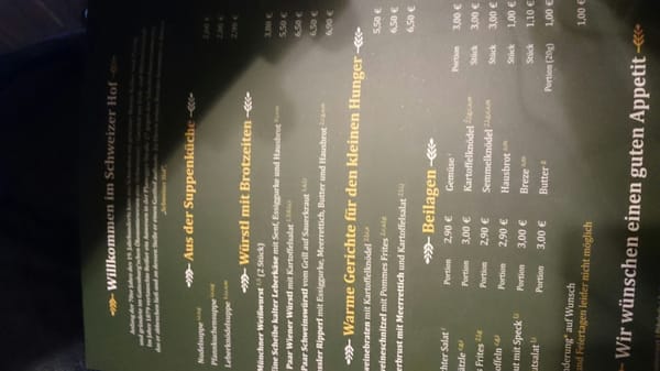 Menu photo 1 Schweizer Hof Munich, BY Menu photo 1 Schweizer Hof Munich, BY