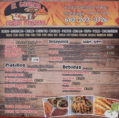 Menu photo 1 El Gordito Chon Watauga, TX