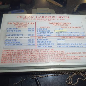 Pelham Garden Motel - Price said 50 if u check in on Tuesday. They steal peoples money . - Hotels Near Me - Bronx, New York Pelham Garden Motel - Price said 50 if u check in on Tuesday. They steal peoples money . - Hotels Near Me - Bronx, New York