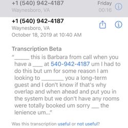 Colony House Motel - Transcriptions of the voicemails left by the motel, the first one on Friday morning and one the last one late Saturday night.