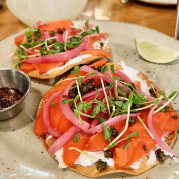 Alimentaria Mexicana - Smoked salmon tostadas - Mexican Near Me - Vancouver, British Columbia Alimentaria Mexicana - Smoked salmon tostadas - Mexican Near Me - Vancouver, British Columbia