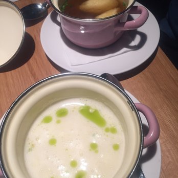 Irmi - White asparagus soup and beef broth with dumplings - Bavarian Near Me - Munich, BY Irmi - White asparagus soup and beef broth with dumplings - Bavarian Near Me - Munich, BY