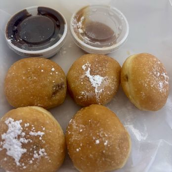 Chip Off the Block Deli - Beignets w/chocolate & caramel sauce. - Delis Near Me - Las Vegas, Nevada Chip Off the Block Deli - Beignets w/chocolate & caramel sauce. - Delis Near Me - Las Vegas, Nevada