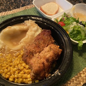 Campora Catering - Take-out dinner. City Chicken. Mashed potatoes, corn, and salad. - Caterers Near Me - Youngstown, Ohio