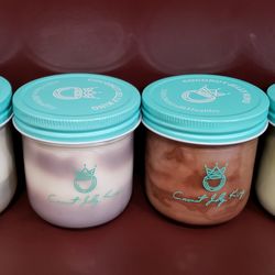Coconut Jelly King - Walnut - Double coconut jelly, Taro cococut jelly, Hazelnut cococut jelly, Matcha coconut jelly (left to right)