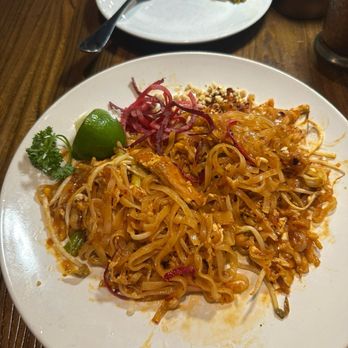 Silom Thai & Sushi Bar - Pad Thai with chicken. Forgot to take the pic until I'd already had a couple bites so pardon the messy plate! - Thai Near Me - Atlanta, Georgia Silom Thai & Sushi Bar - Pad Thai with chicken. Forgot to take the pic until I'd already had a couple bites so pardon the messy plate! - Thai Near Me - Atlanta, Georgia