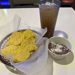 Catrachitos - Tamarind water with chips and bean dip -delicious!