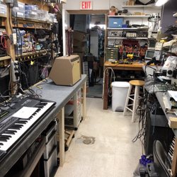 Raymon Brothers Organ & Electronic Equipment Service - Service Bench area of the shop ...where no one but technicians are allowed!