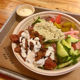Lamb Shawarma Bowl over lettuce