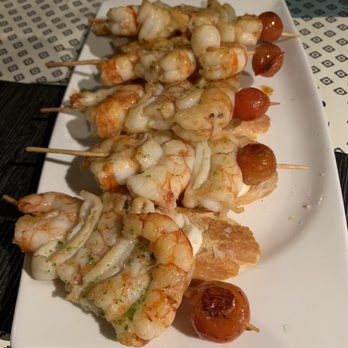 Vinitus - Shrimp/squid skewers (5 orders--single serve) - Tapas Bars Near Me - Barcelona, B Vinitus - Shrimp/squid skewers (5 orders--single serve) - Tapas Bars Near Me - Barcelona, B