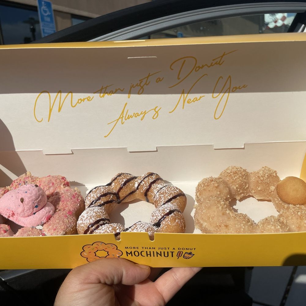 Mochinut - This was April flavors, peeps (not a fan), choco churro, vanilla wafer glaze. - Hot Dogs Near Me - Fresno, California Mochinut - This was April flavors, peeps (not a fan), choco churro, vanilla wafer glaze. - Hot Dogs Near Me - Fresno, California