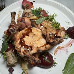 Rebellion - Roasted spring chicken beetroot parsnips gratin