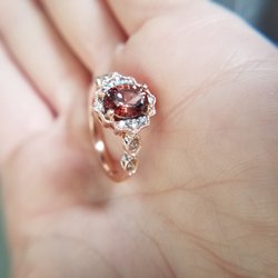 Gold Corner - Tourmaline and diamond in rose gold ring