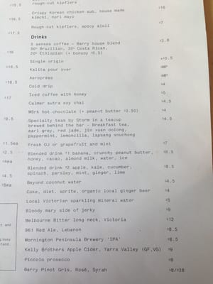 Menu photo 1 Barry. Melbourne, VIC