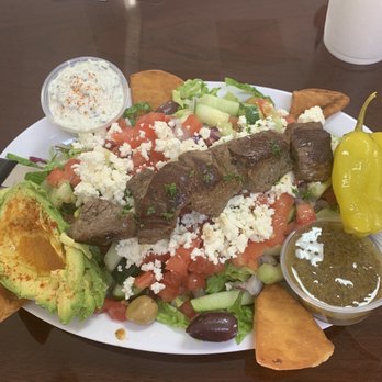 Odeh’s Mediterranean Kitchen - Small Greek salad with Kabob  and extra avocado - Mediterranean Near Me - High Point, North Carolina